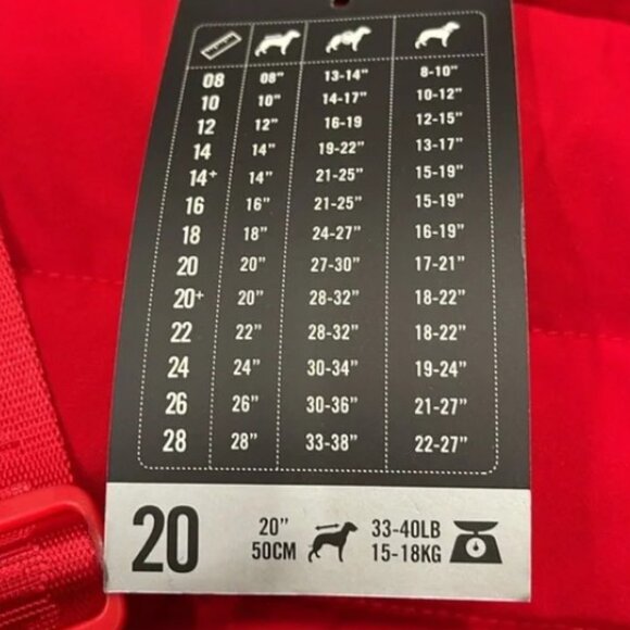 NWOT Canada Pooch Dog Harness Puffer 20” - 33-40lbs - Red - Picture 7 of 15